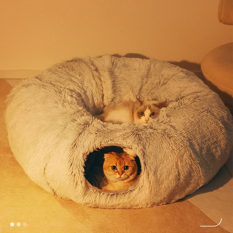 Pet Nest Foldable Cat Tunnel Nest Winter New Cat Nest Cat Tunnel Plush Warm Dog Nest Cross-border Wholesale