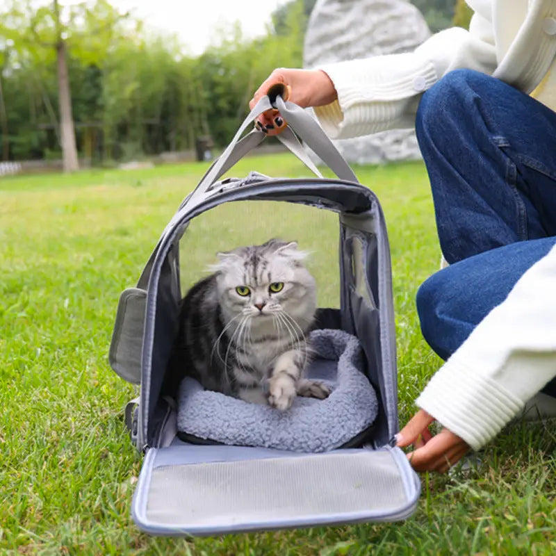 Cat Backpack Portable Foldable Pet Outing Bag Breathable One Shoulder Portable Cat Bag